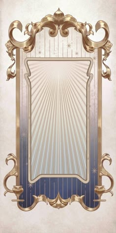 an ornate gold frame with blue and white background