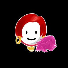 a cartoon character with red hair holding a pink object