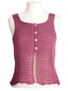 a pink knitted vest on a mannequin's dummy head with buttons