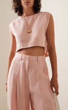 Exclusive Martina Cropped Linen Top By Posse | Moda Operandi Linen Two Piece Set, Uni Fits, Apron Sewing Pattern, Product Ideas, Diy Creative, Linen Top, Night Outfits, Creative Crafts