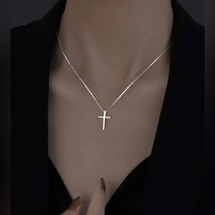 Fashion Women’s Cross Pendant Necklace Pretty Cross, Sliver Necklace, Cross Necklace Women, Hammered Bracelet, Inlaid Jewelry, Cross Necklaces, Silver Cross Necklace, Necklace Cross, Bow Ring