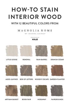 how to stain interior wood with 12 beautiful colors from the magnolia home color chart, including brown