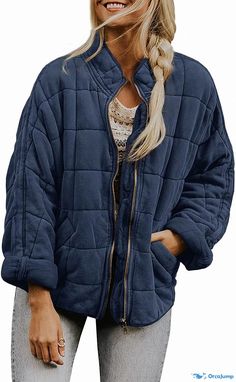 Orcajump - Premium Solid Color Stand Collar Cotton Jacket with Loose Fit, Pocket Detailing, and Long Sleeves Cute Winter Clothes, Women Street Wear, Apocalypse Character, Leggings And Heels, Fall Apparel, Street Wear Outfits, Turtleneck Style, Womens Jackets Casual, Heavy Jacket