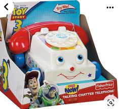 the toy story 3 phone is in its box and it's ready to be played