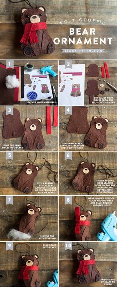 the instructions for making a bear ornament