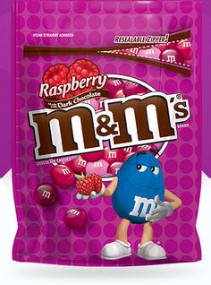 a bag of m & m's raspberry chocolate candy