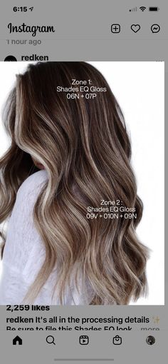 Redken Shades Eq Formulas Ashy Brunette, Redken Color Gels Brown Formulas, Redkin Eq Shades Formulas Ash Brown, Ash Bronde Haircolor Formula, Balayage Hair Formula, Ashy Brown Redken Formula, Reverse Balayage Formula, Bronde Balayage Formula, Ash Brown Balayage Redken Formula