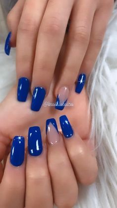 18 Fabulous Natural Spring Acrylic Square Nails Design Ideas 14 | Manicura de uñas, Uñas elegantes y sencillas, Manicura 2023 Nails, Cute Gel Nails, Blue Nail, Long Square Acrylic Nails, Acrylic Nails Coffin Short, Fancy Nails