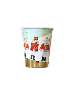 a paper cup with an image of nutcrackers on the front and sides