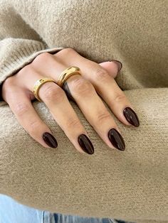 Dark Autumnal Nails, Fall Nails Cool Tones, Autumn 24 Nails, Autumn Classy Nails, Trending Fall Nails 2024, Fall Nails Dark Brown, Espresso Nail Color, End Of Fall Nails, Brown Nails Autumn