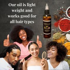 This herbal hair growth oil increases hair growth, and helps treat dandruff, psoriasis and dry brittle hair. It moisturizes the scalp and softens your hair. Apply directly to scalp and massage scalp daily. Use every 2-3 days for best results. This oil is light weight and good for all hair types.   Ingredients: sweet almond oil, coconut oil, castor oil, rosemary oil, hemp oil, vetiver root, dried amla, rose petals, fenugreek seeds, rosemary leaves, curry leaves, and herbal blend.  Comes in a 4oz. squeeze bottle. Herbs are included in the bottle. Herbal Hair Growth Oil, Treat Dandruff, Herbal Hair Growth, Dry Brittle Hair, Increase Hair Growth, Herbal Hair, Rosemary Leaves, Rosemary Oil, Fenugreek Seeds