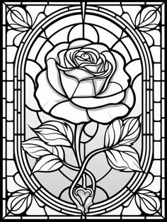 a stained glass window with a rose in it