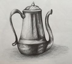 a drawing of a coffee pot with a handle