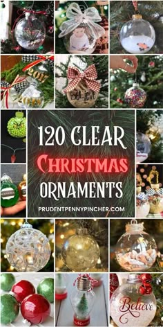 twelve clear glass christmas ornaments with text overlay that reads, 12 clear glass christmas ornaments