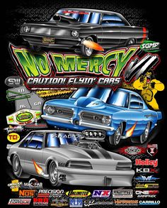 the poster shows two muscle cars in different colors