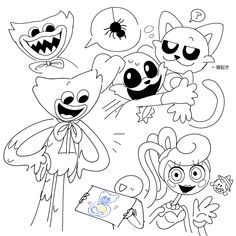 an image of cartoon characters coloring pages