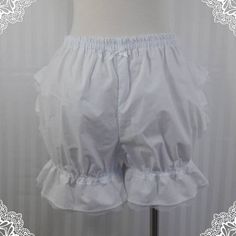 White fancy ruffle short bloomers steampunk lolita adult women History Bounding, One Piece Jumper, China Doll, Lolita Outfits, Dance Clothes, Retro Costume, Bow Ribbon, Cute Pajamas, Smart Life