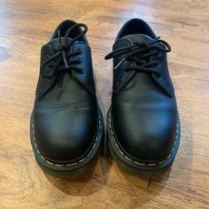 Selling My Husbands Black Dr.Martens 1461 Slip Resistant Leather Oxford Shoes Men’s Size 8. He’s Only Worn Them About 4-5 Times To Work At Publix. In Great Condition. Recently Bought, They Are Just A Bit Too Tight For His Feet. Black Dr Martens, Black Oxfords, Oxford Shoes Men, Leather Oxford Shoes, Shoes Men, Dr. Martens, Black Shoes, Derby, Oxford Shoes