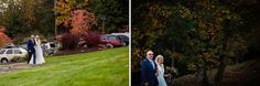 the bride and groom are walking down the street together in front of their wedding car