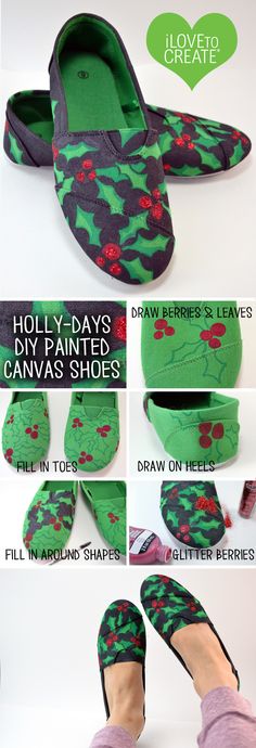 instructions to make slippers for kids with holly - print fabric and green, black and red