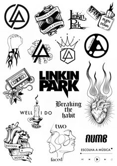 Linkin Park Hybrid Theory Tattoo, Rock Lyric Tattoos, Liam Gallagher Tattoo, Linkin Park Fanart, Linkin Park Tattoo Ideas, Limp Bizkit Tattoo, Metal Tattoo Ideas, Bring Me The Horizon Tattoo, Linkin Park Wallpapers