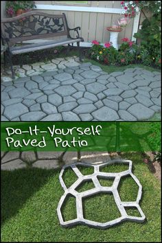 two pictures showing different types of patio pavers and how to use them in the yard