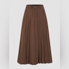 Never Been Worn. Chocolate Brown Pleated Midi Skirt Brown Midi Skirt, Cutout Shorts, Brown Skirt, Plain Style, Short Lace Dress, Long Midi Dress, White Floral Dress, Summer Party Dress, Pleated Midi Skirt