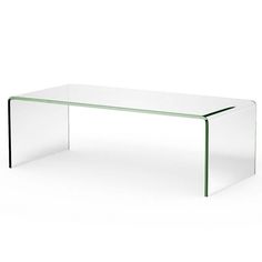 a glass table with a clear top and green trim on the bottom, against a white background