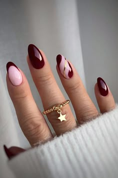 Beige Nails Design, Burgundy Nail Designs, Kutek Disney, Wine Nails, Milky Nails, November Nails, Beige Nails, Red Nail Designs, Burgundy Nails