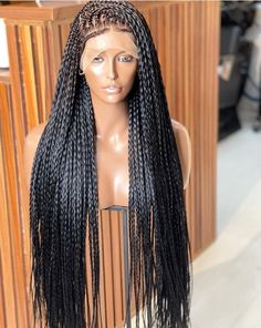 Knotless loose braids on a lace frontal Color- 1 Length- 34 inches Unit comes with adjustable straps and elastic band for extra grip Knotless Loose Braids, Faux Locs Wig, 2022 Hairstyles, Braids Styling, Braids Wigs, Passion Twists, Braided Hairstyles For Black Women Cornrows, Loose Braids, Hair Extentions