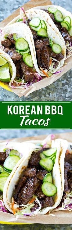 korean bbq tacos with beef and cucumbers