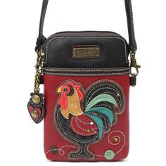 Wake with the rising sun in stride, for any day can be the start of a new adventure with the Rooster Cell Phone Xbody! This bag can be a purse, a crossbody bag, or even a pouch! Materials: Faux Leather Dimensions: 5" x 7.5" x 1" Strap adjustable: 7"-30" Exterior: Cell phone can fit in front pocket or interior 2 Adjustable straps that are detachable Top zipper closure Unique zipper pull Interior: Soft fabric lining 3 credit card slots Extra padding throughout bag to protect your cell phone Design Crossbody Cell Phone Purse, Chala Handbag, Kavu Rope Bag, Crossbody Phone Purse, Waterproof Tote, Cell Phone Bag, Cell Phone Purse, Rope Bag, Phone Purse