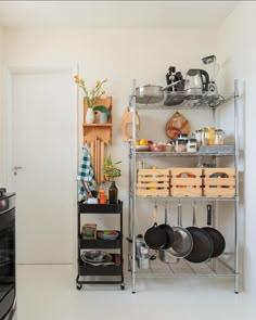 the kitchen is clean and ready for us to use it's shelves are open