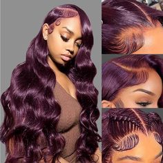 PRICES MAY VARY. 💘【Dark Burgundy Lace Front Wigs Human Hair Material】Unprocessed Brazilian Virgin 9A Body Wave Lace Frontal Wig Human Hair, Cut from Brazilian Virgin Girl Directly. Full and Thick, Soft and Bouncy, No Shedding, No Tangles, Can be Restyled, Curly, Dyed, Permed, Durable, Reusable, Last for Long 💘【Dark Purple Lace Front Wig Human Hair Details】This Lace Front Wig Is Handcrafted With High Quality Swiss Lace, Which Is Invisible And Breathable And Fits The Skin. 13" X 4" Front Lace Wi Body Wave Lace Front Wigs, Purple Wig, Lace Front Wigs Human Hair, Dark Burgundy, Wigs Human Hair, Burgundy Lace, Body Wave Wig, Hair Color Dark, Purple Lace