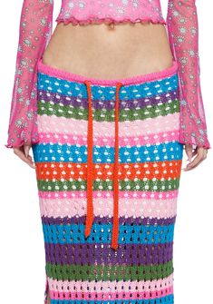 Spring Crochet Multicolor Bottoms, Spring Multicolor Crochet Bottoms, Crochet Midi, Diy Skirt, Pink Rainbow, Midi Skirt, Rainbow, Crochet, Pink