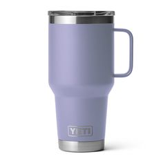 the yeti travel mug is shown in lavender