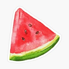 a piece of watermelon sticker with seeds on it's side and one slice cut in half