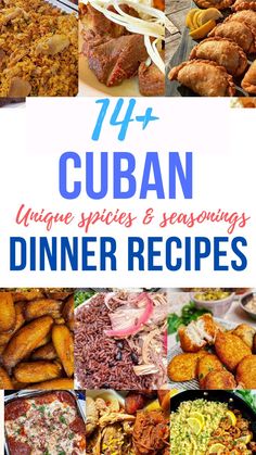 the ultimate guide to cuban cuisine, including dinner and desserts with text overlay