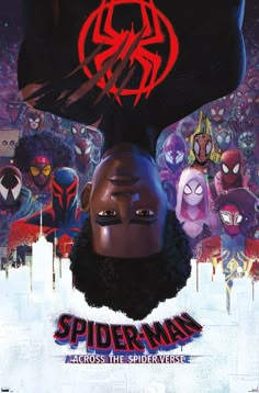 the poster for spider - man across the spiderverse, which features many different faces