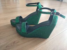 custom bling green sandals-wedge Shoes-Showing for 4 inches heels shoes style and color available to customize. i can make customize on classic pumps shoes-peep toe shoes, closed toe shoes and ballet flats each pair shoes handmade to order heel available 1-6 inches (if you want to custom other height let me know.) accept custom other color or custom adult size shoes its true size if you are not sure your children size please measure the feet then tell me choose size for you. made to order Green Open Toe Wedge Sandals For Party, Green Rhinestone Open Toe Heels, Green High Heel Sandals With Rhinestones, Green Wedge Heels For Party, Green Wedge Heel Sandals For Party, Elegant Green Open Toe Wedge Sandals, Formal Green Sandals With Rhinestones, Elegant Green Wedge Sandals With Round Toe, Green Evening Sandals With Wedge Heel