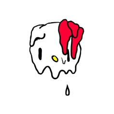 a drawing of a skull with blood dripping from it