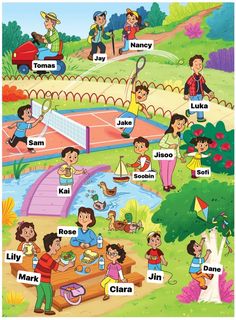 an illustrated poster showing the different parts of a family's life in english and spanish