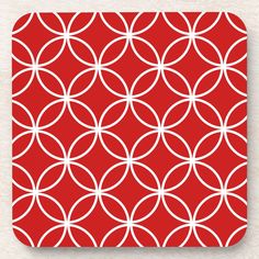 a red and white pattern with circles on it