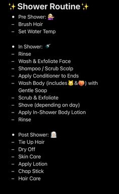 #routine #clean #hygiene #tips #inspiration #showergoals Good Hygiene Routine, Better Hygiene Tips, Clean Girl Shower Routine, Shower Routine Black Women, Hygiene Tips For Teens, Female Hygiene Routine, Body Hygiene Routine For Women, Full Shower Routine, Good Hygiene Products For Women