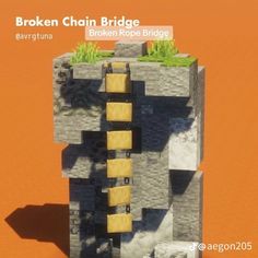 an advertisement for broken chain bridge in the shape of a tower with plants growing out of it