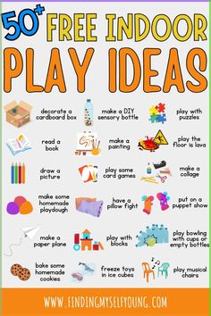 the 50 free indoor play ideas poster