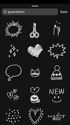 an iphone screen with various doodles on it