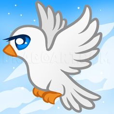 a white bird with blue eyes flying through the air