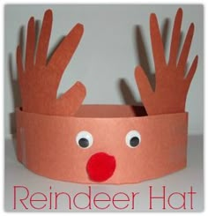 an image of a paper crown with reindeer's head on it and the words reindeer hat