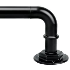 a black faucet on a white background with no one in the photo to describe